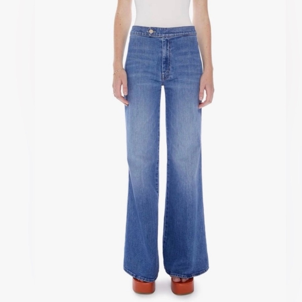 MOTHER Blue Wide-Leg Jeans